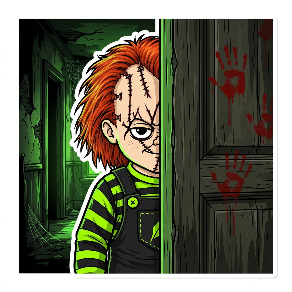 $CHUCKY meme 4: Chart-watching from behind the door.